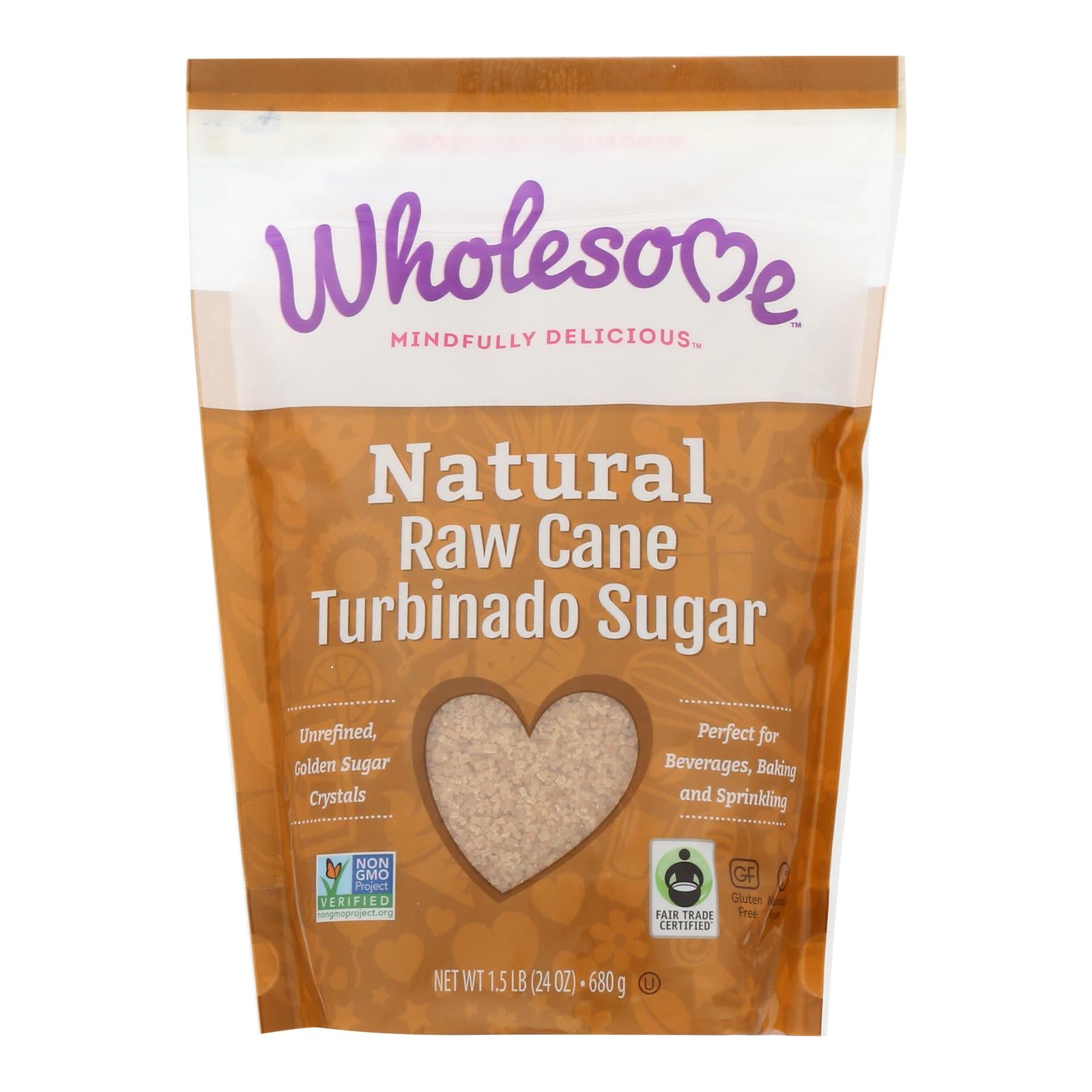 Wholesome Sweeteners Sugar - Natural Raw Cane - Turbinado - Fair Trade - 1.5 Lb - Case Of 12 - GreatEagleInc