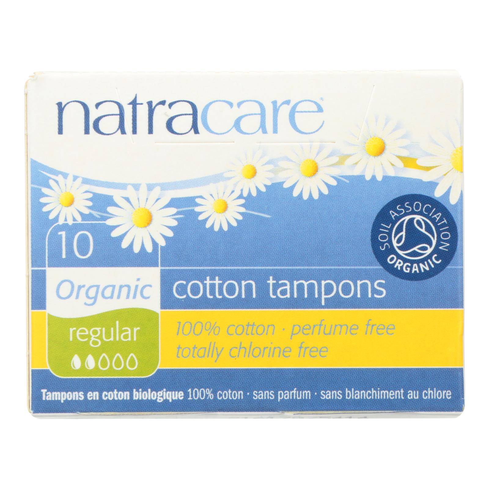 Natracare 100% Organic Cotton Tampons - Regular - 10 Pack - GreatEagleInc
