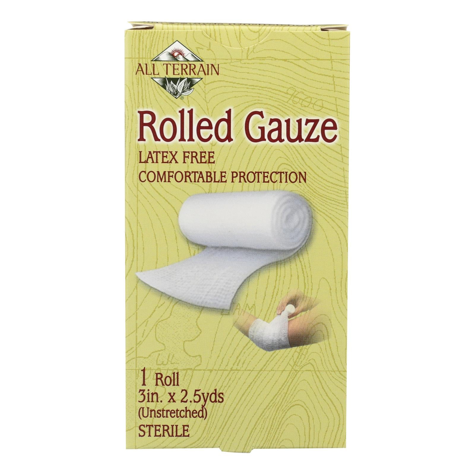 All Terrain - Gauze - Rolled - 3 Inches X 2.5 Yards - 1 Roll - GreatEagleInc