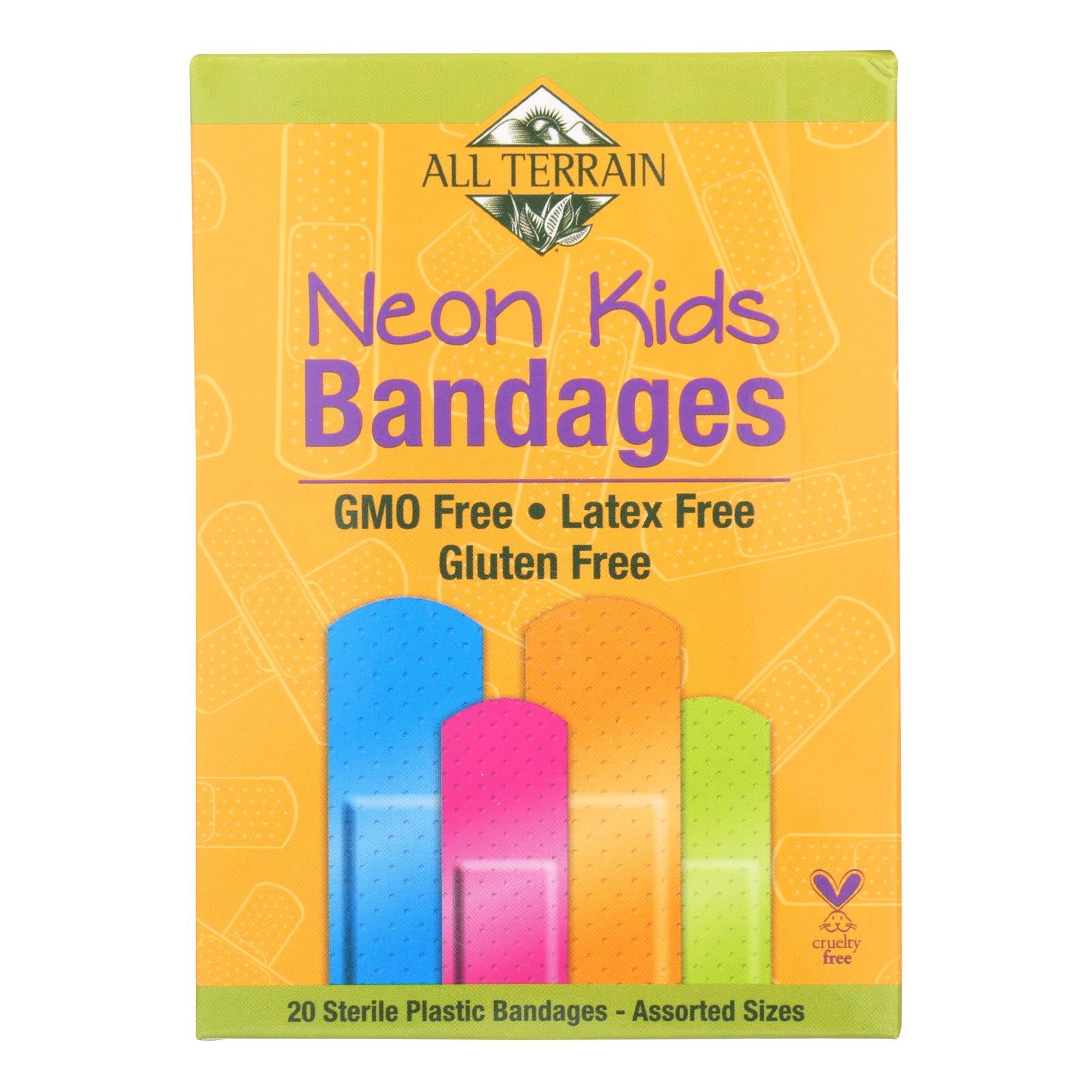 All Terrain - Bandages - Neon Kids - Assorted - 20 Count - GreatEagleInc