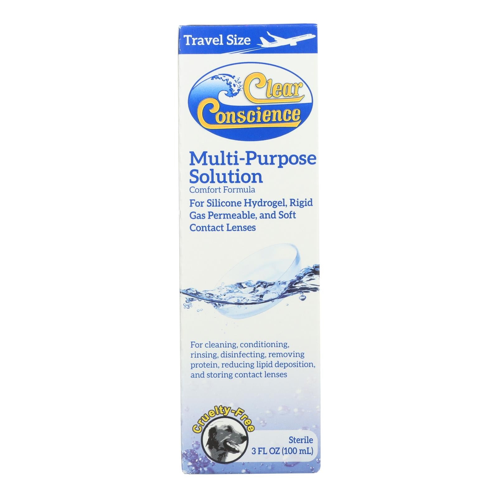 Clear Conscience Multi Purpose Contact Lens Solution - Travel Size - 3 Oz - GreatEagleInc