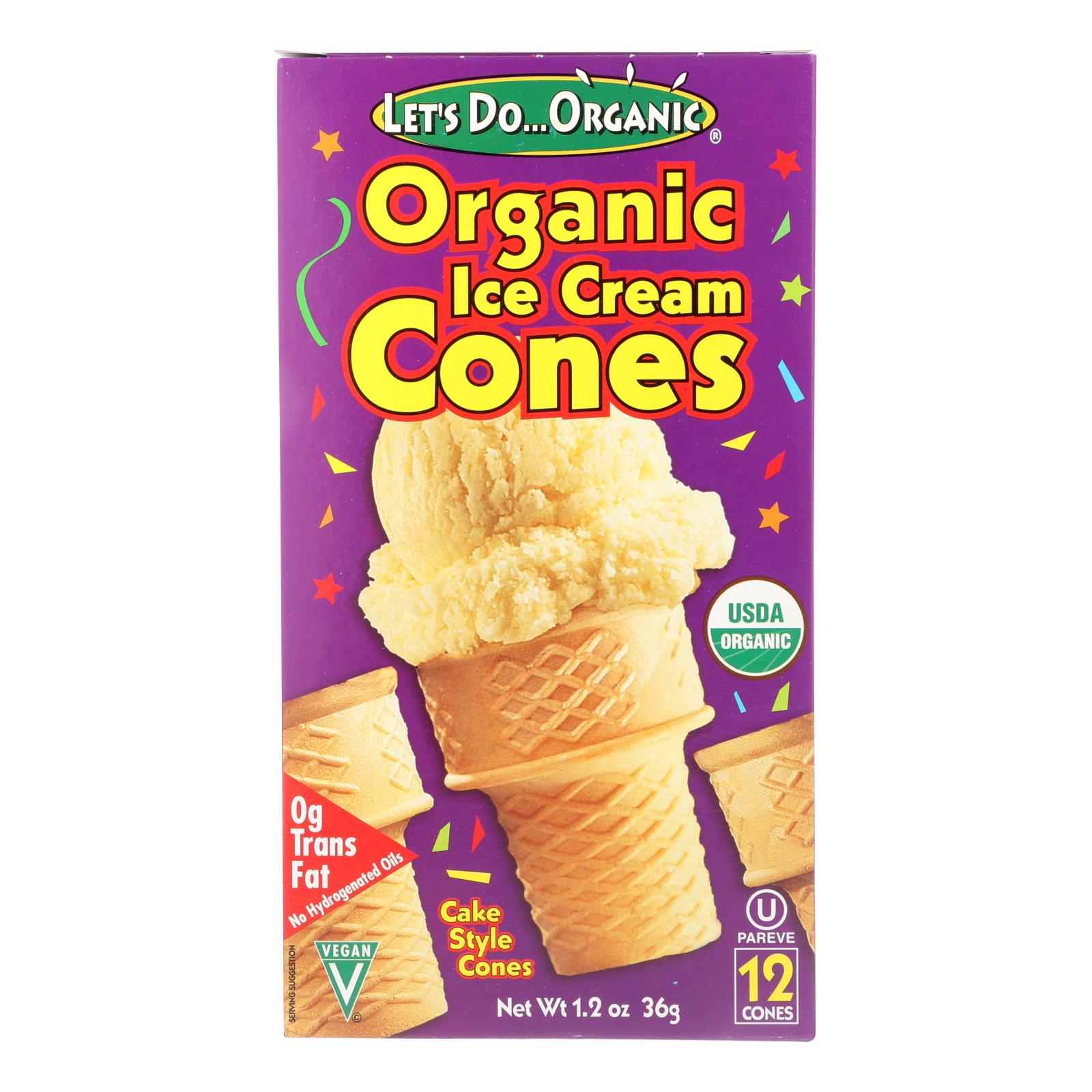 Let's Do Organics Ice Cream Cones - Organic - Case Of 12 - 1.2 Oz. - GreatEagleInc
