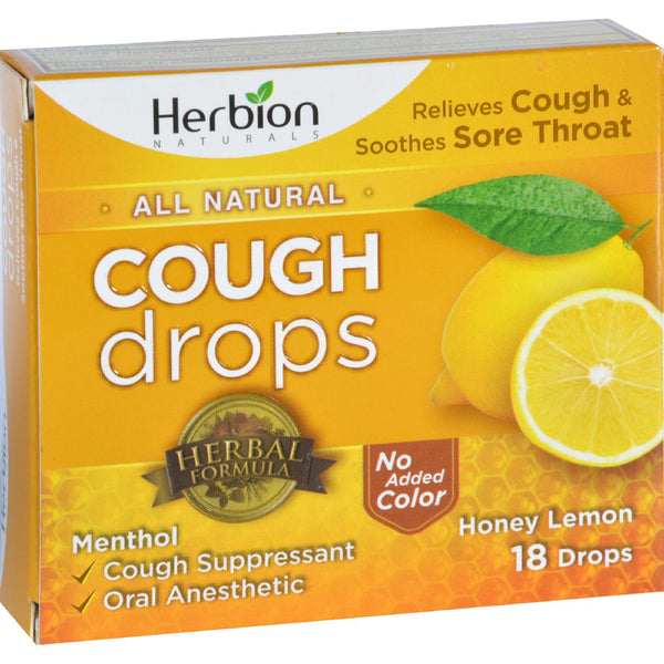 Herbion Naturals Cough Drops - All Natural - Honey Lemon - 18 Drops - GreatEagleInc