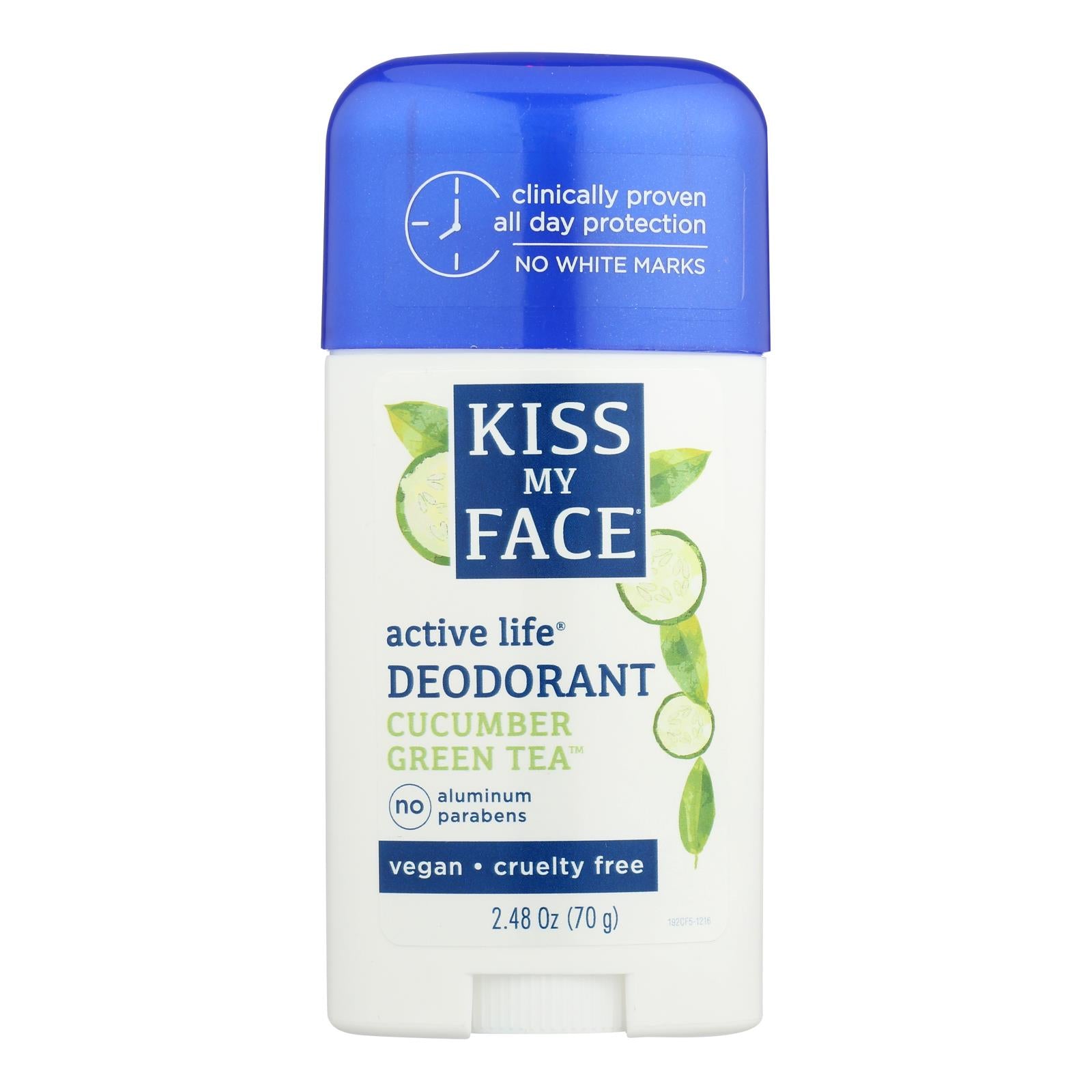Kiss My Face Deodorant Active Life Cucumber Green Tea Aluminum Free - 2.48 Oz - Eco-Friendly Home & Grocery
