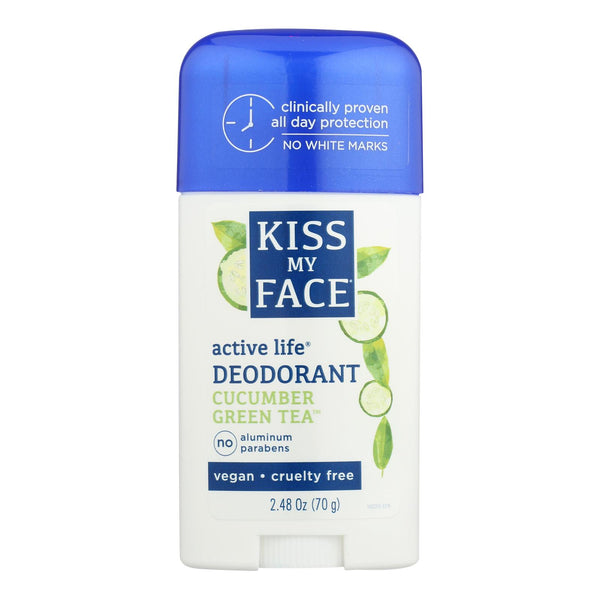 Kiss My Face Deodorant Active Life Cucumber Green Tea Aluminum Free - 2.48 Oz - Eco-Friendly Home & Grocery
