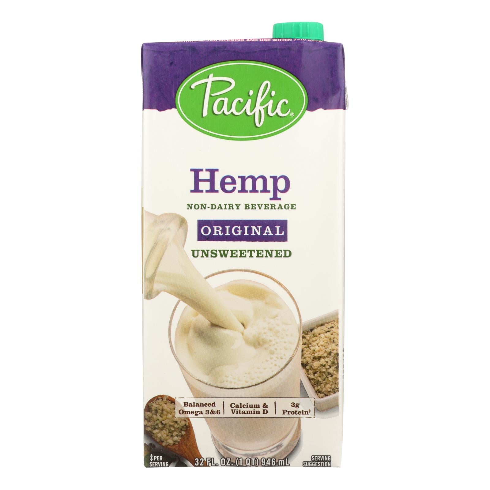 Pacific Natural Foods Hemp Original - Unsweetened - Case Of 12 - 32 Fl Oz. - GreatEagleInc