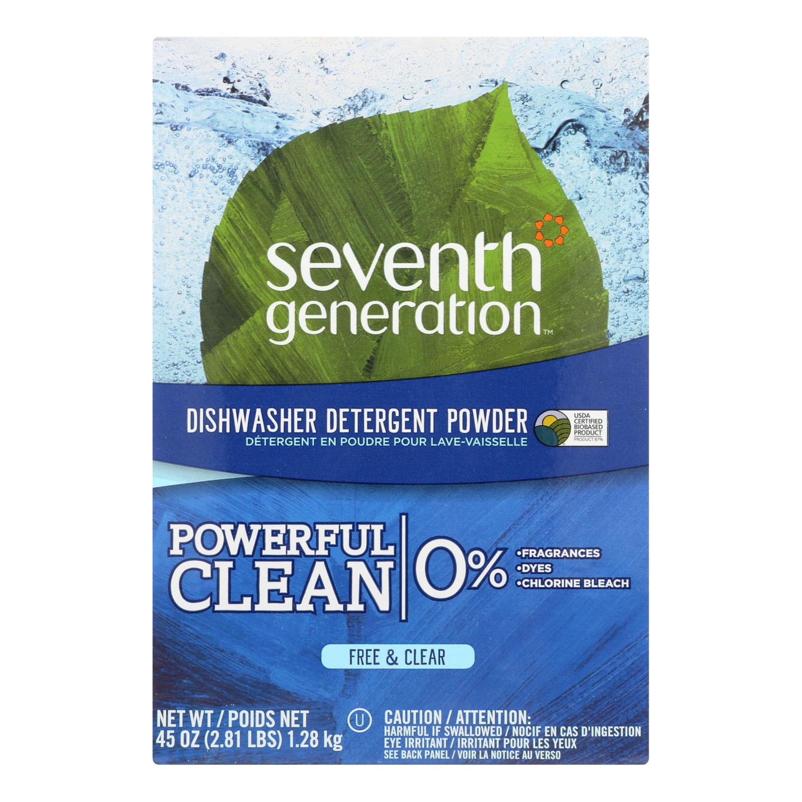 Seventh Generation Auto Dish Powder - Free And Clear - Case Of 12 - 45 Oz. - GreatEagleInc