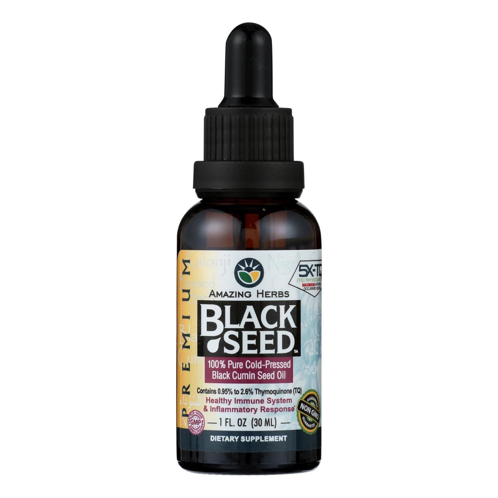 Amazing Herbs - Black Seed Oil - Cold Pressed - Premium - 1 Fl Oz - GreatEagleInc