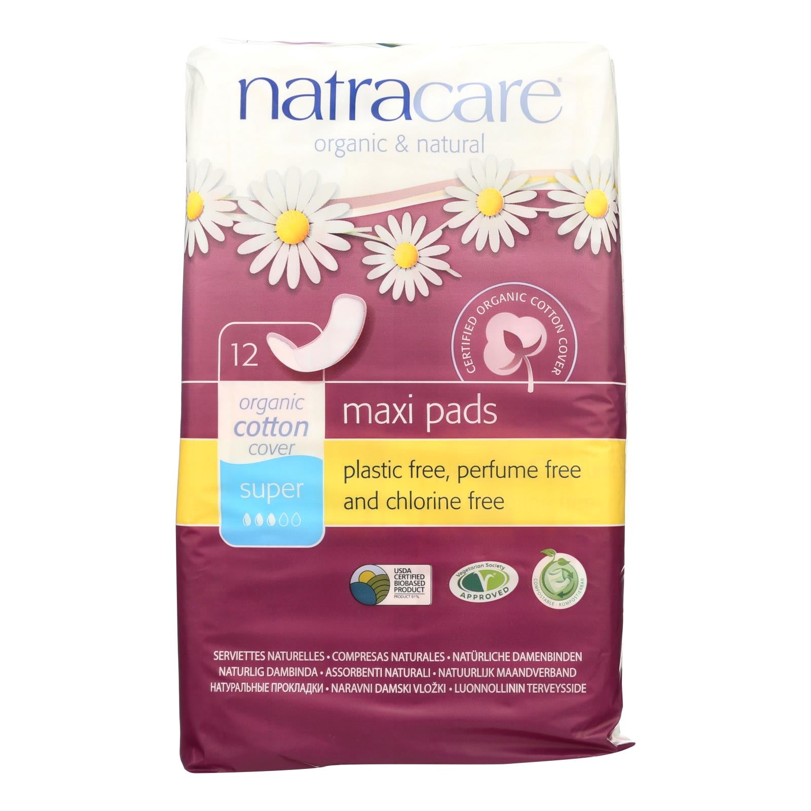 Natracare Natural Maxi Pads Super  - 12 Pack - GreatEagleInc