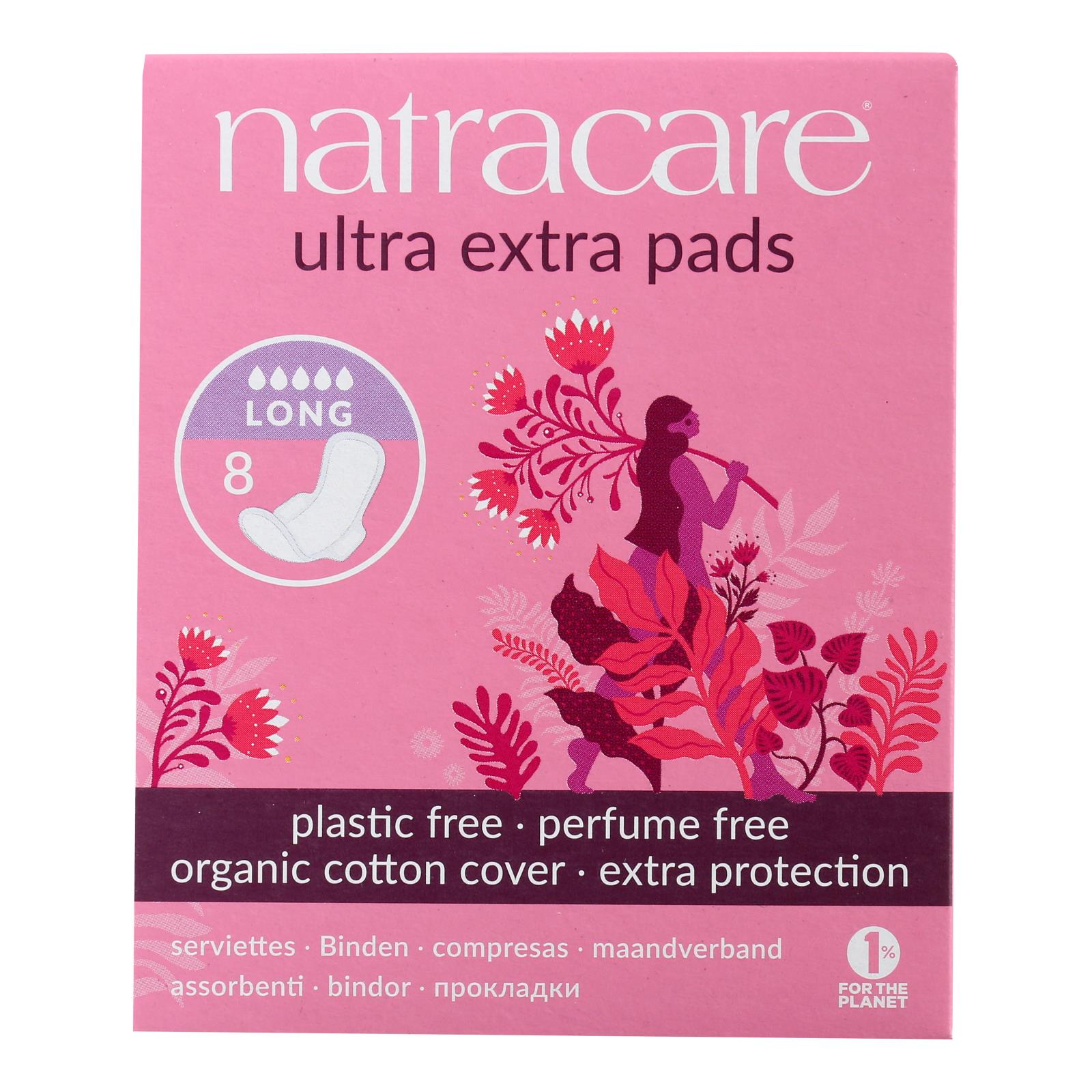 Natracare  Ultra Extra Pads W/wings - Long - 8 Count - Eco-Friendly Home & Grocery