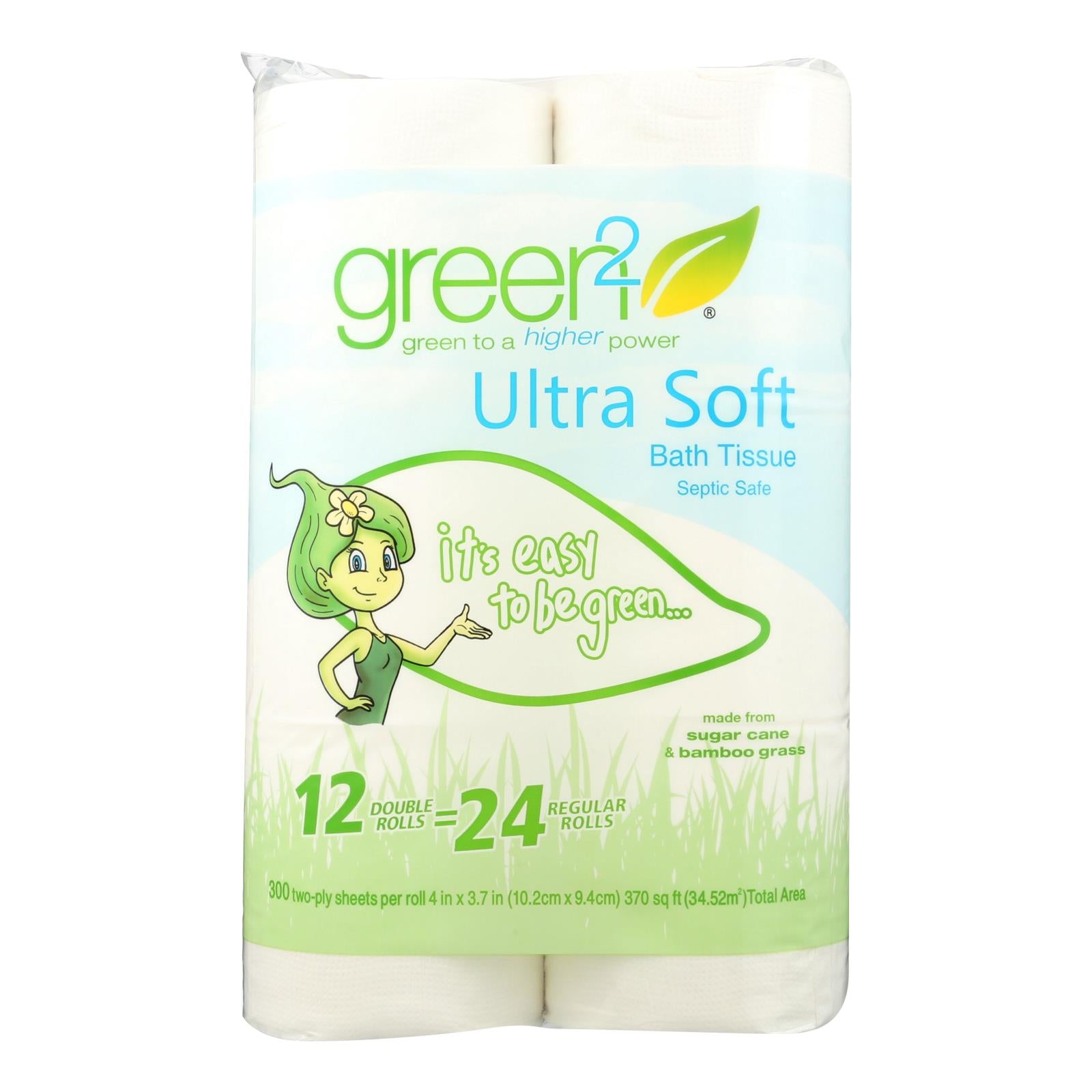 Green 2 Ultra Soft Bath Tissue  - Case Of 8 - 12 Pk - GreatEagleInc