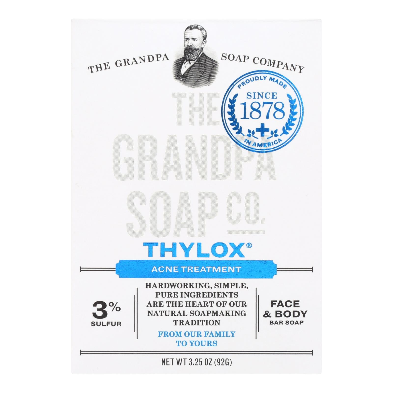 Grandpa's Thylox Acne Treatment Bar Soap With Sulfur - 3.25 Oz - GreatEagleInc