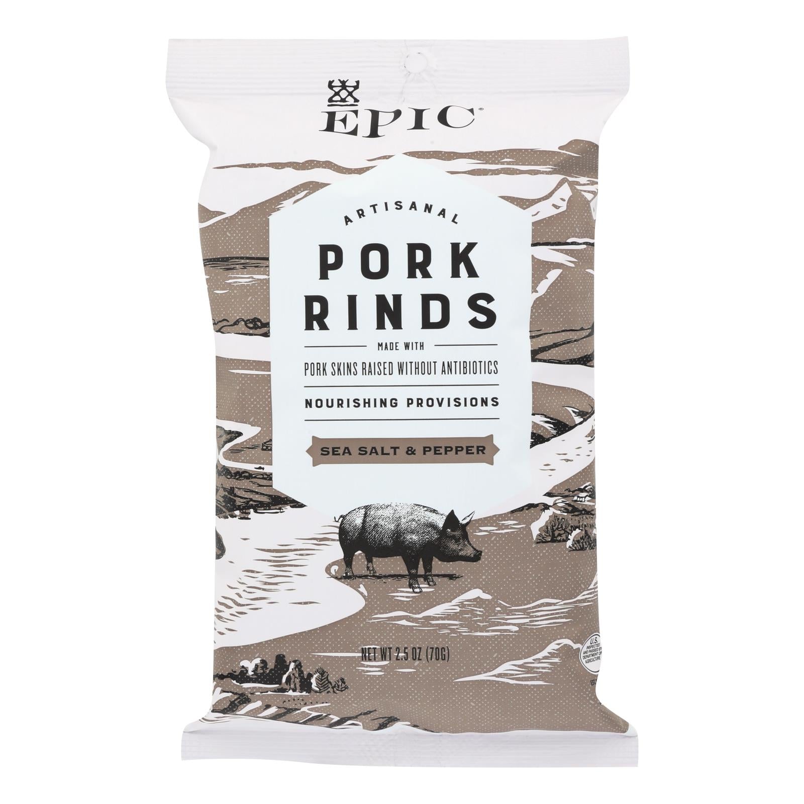 Epic - Pork Rinds - Sea Salt And Pepper - Case Of 12 - 2.5 Oz. - GreatEagleInc