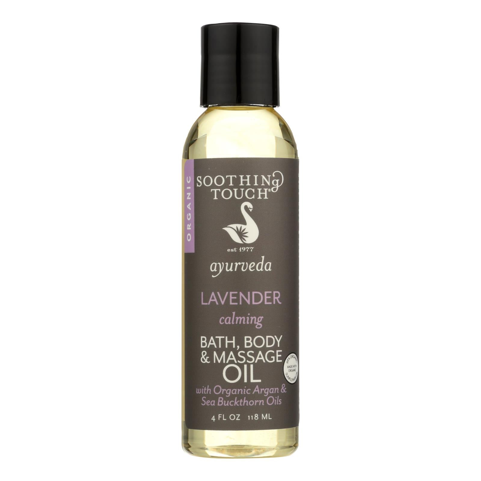 Soothing Touch Bath Body And Massage Oil - Organic - Ayurveda - Lavender - Calming - 4 Oz - GreatEagleInc