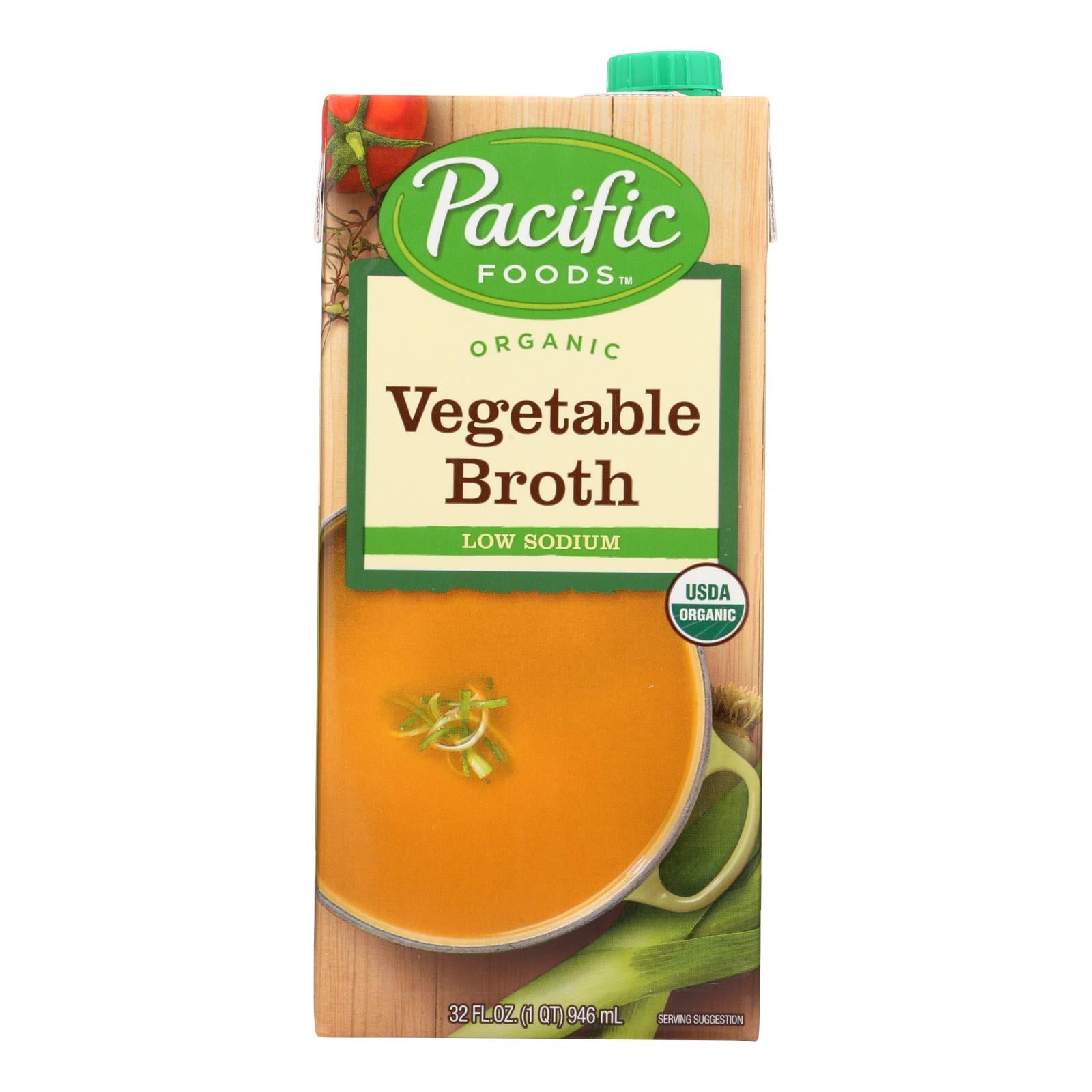Pacific Natural Foods Vegetable Broth - Low Sodium - Case Of 12 - 32 Fl Oz. - GreatEagleInc