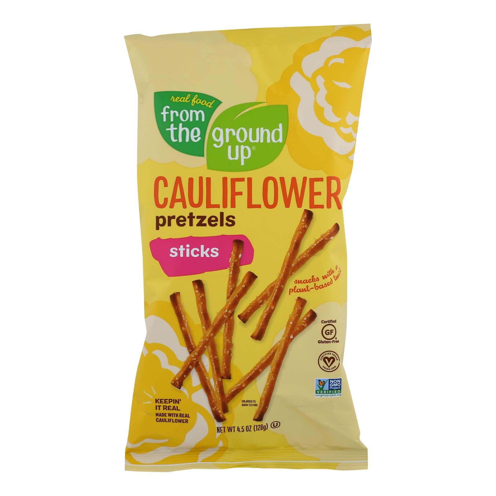 From The Ground Up - Cauliflower Pretzel Sticks - Original - Case Of 12 - 4.5 Oz. - GreatEagleInc