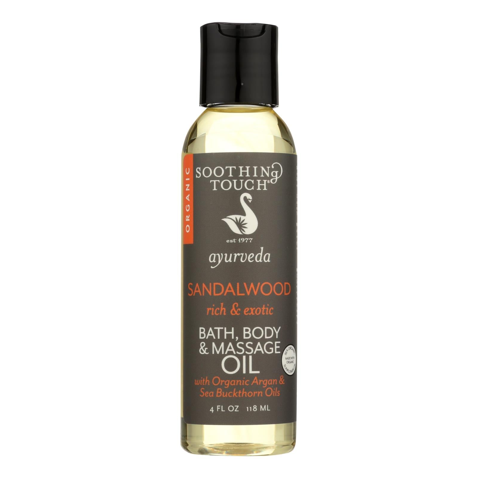 Soothing Touch Bath Body And Massage Oil - Ayurveda - Sandalwood - Rich And Exotic - 4 Oz - GreatEagleInc
