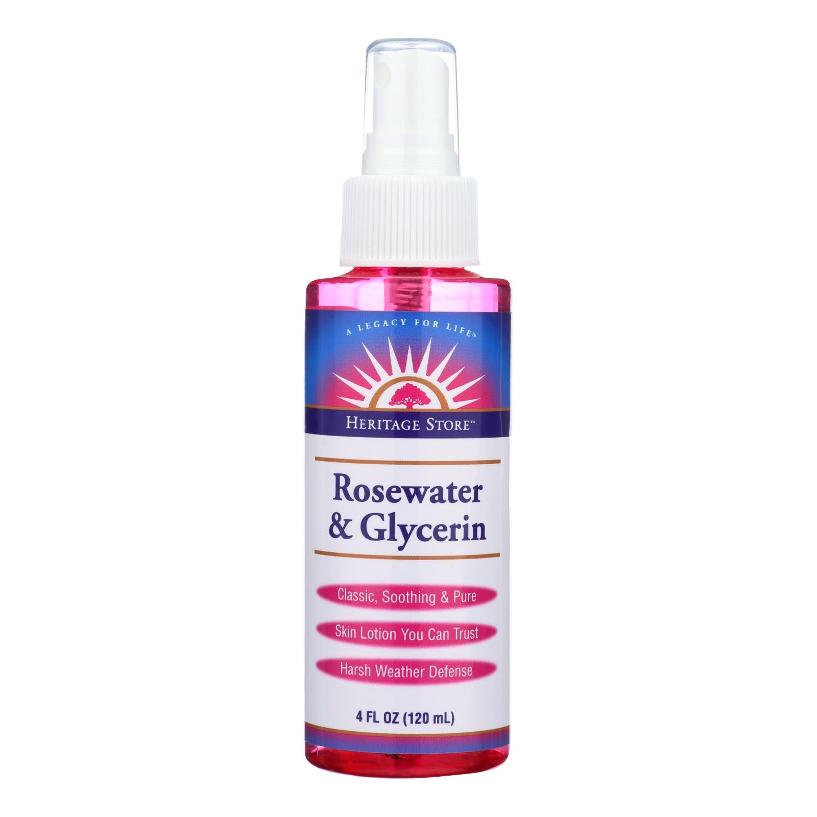 Heritage Products Rosewater And Glycerin Spray - 4 Fl Oz - GreatEagleInc