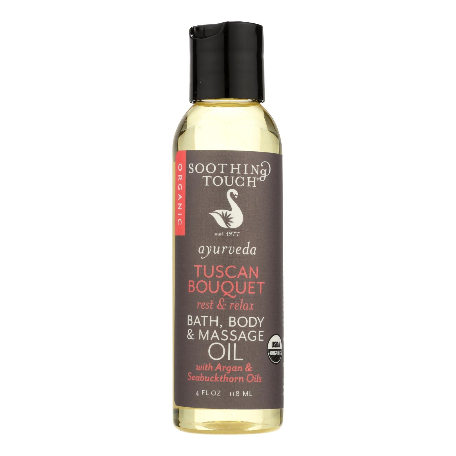 Soothing Touch Bath Body And Massage Oil - Ayurveda - Tuscan Bouqet - Rest And Relax - 4 Oz - GreatEagleInc
