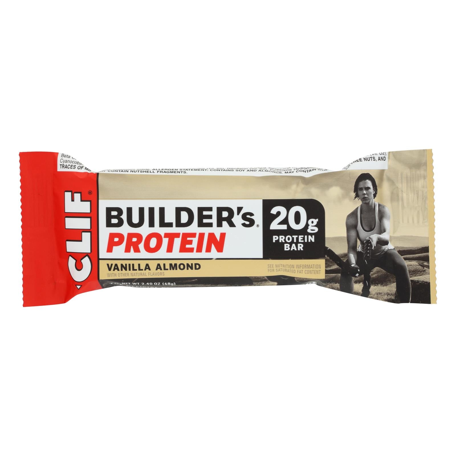 Clif Bar Builder Bar - Vanilla Almond - Case Of 12 - 2.4 Oz - GreatEagleInc