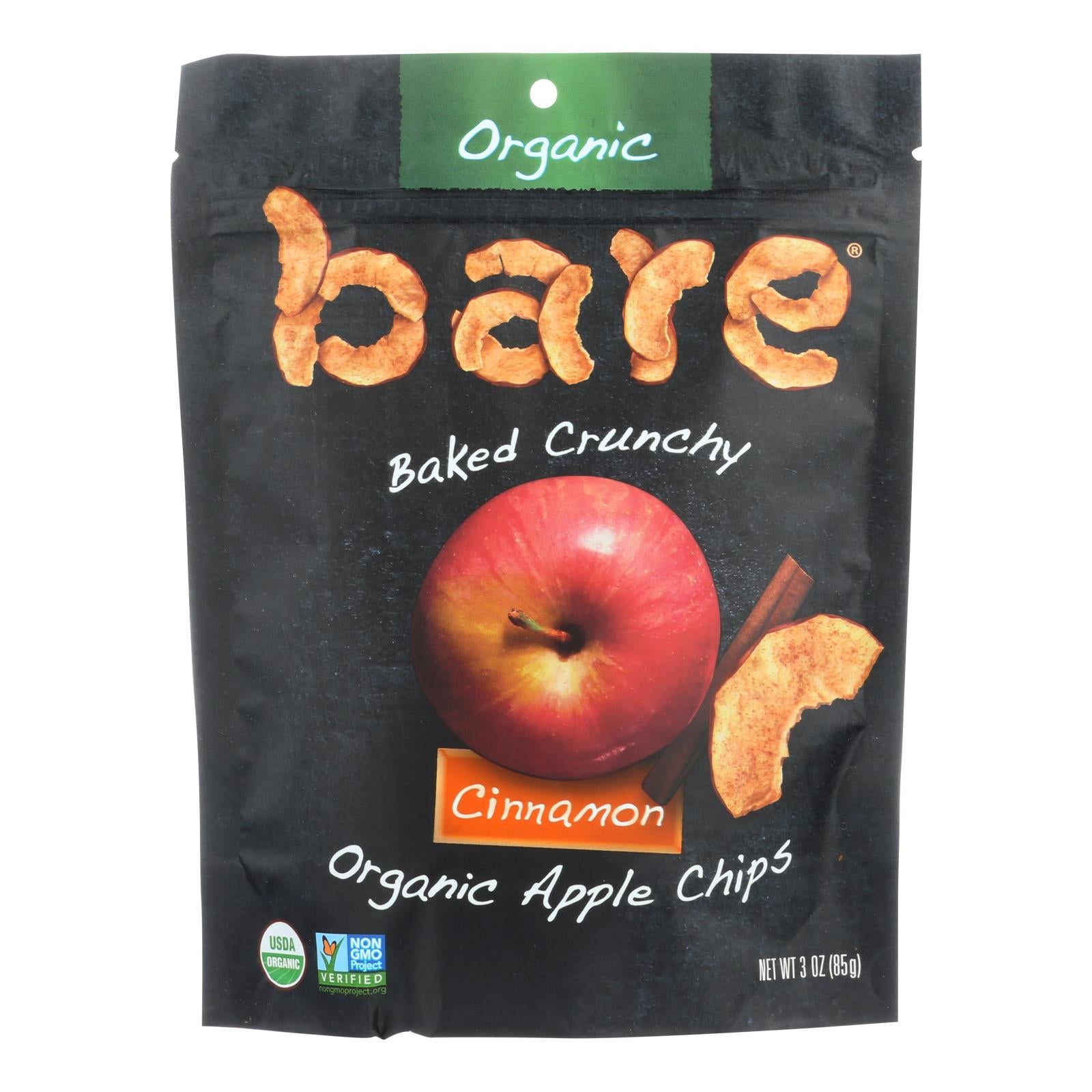 Bare Fruit Apple Chips - Organic - Crunchy - Simply Cinnamon - 3 Oz - Case Of 12 - GreatEagleInc