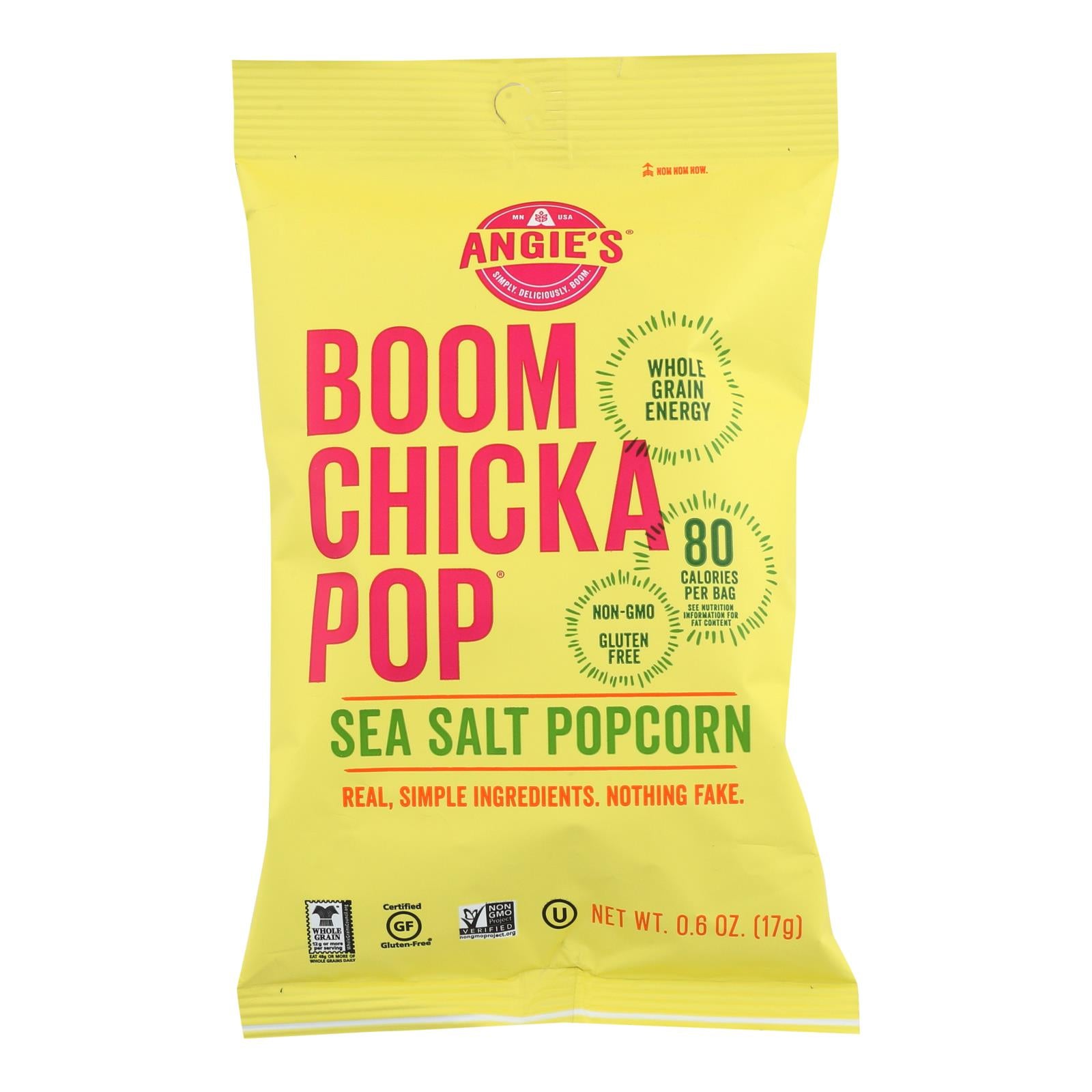 Angie's Kettle Corn Boom Chicka Pop Sea Salt Popcorn - Case Of 24 - 0.6 Oz. - GreatEagleInc