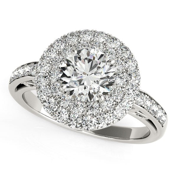 14k White Gold Diamond with Two-Row Pave Border Engagement Ring (2 cttw) - 3 - Jewelry