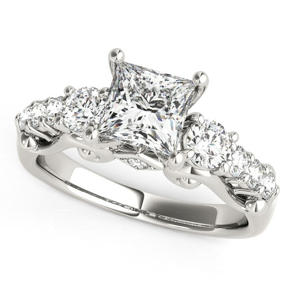 14k White Gold 3 Stone Antique Design Diamond Engagement Ring (1 3/4 cttw) - 3 - Jewelry