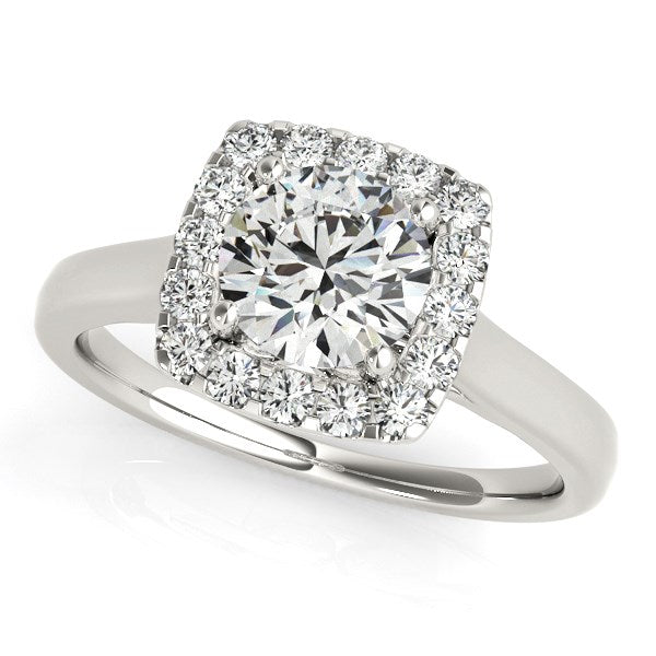 14k White Gold Square Shape Border Diamond Engagement Ring (1 1/3 cttw) - 3 - Jewelry