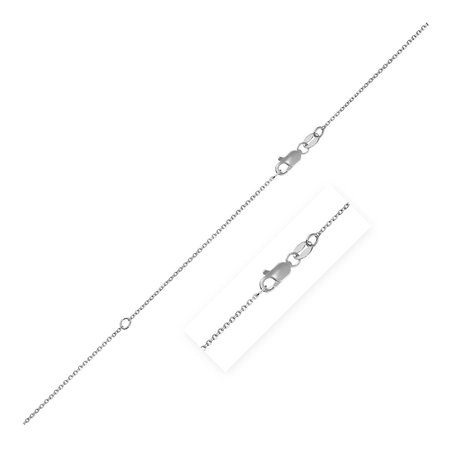 Extendable Cable Chain in 14k White Gold (0.8mm) - GreatEagleInc