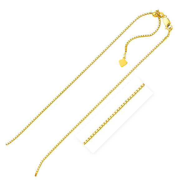 Sterling Silver Yellow Finish 1.4mm Adjustable Box Chain - 22" - Apparel & Accessories