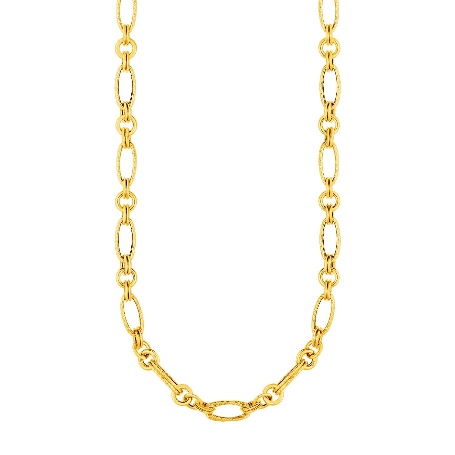 14k Yellow Gold Twisted and Polished Link Necklace - 18" - Apparel & Accessories