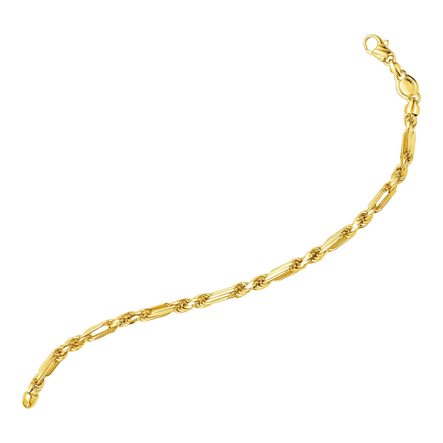 14k Yellow Gold 8 1/2 inch Figaro Chain Bracelet - 8.5" - Jewelry
