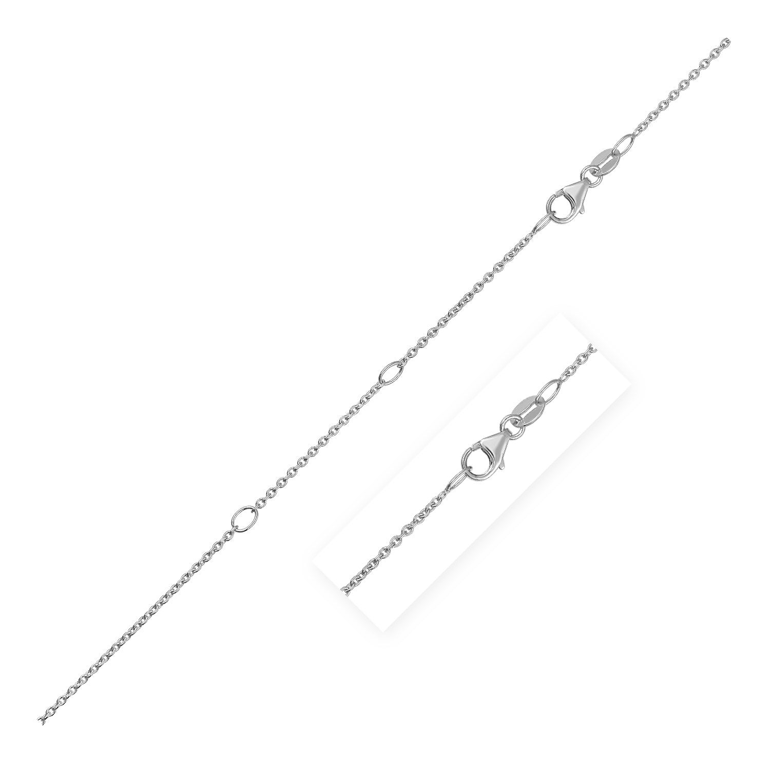 Double Extendable Cable Chain in 14k White Gold (1.2mm) - 18" - Apparel & Accessories