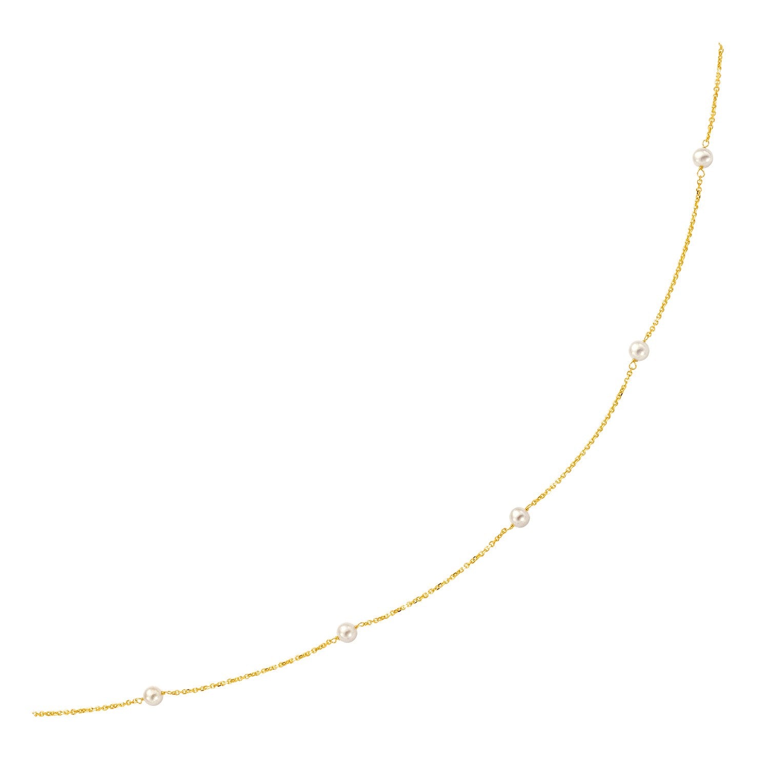 14k Yellow Gold Necklace with White Pearls - 16" - Apparel & Accessories