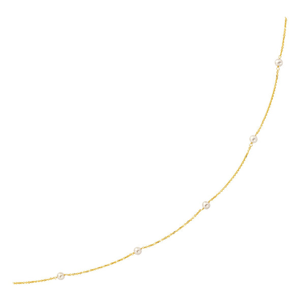 14k Yellow Gold Necklace with White Pearls - 16" - Apparel & Accessories