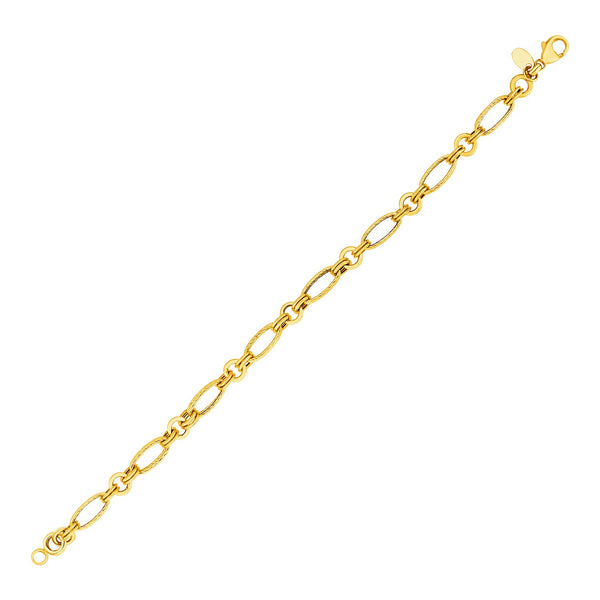 14k Yellow Gold Twisted and Polished Link Bracelet - 7.5" - Apparel & Accessories