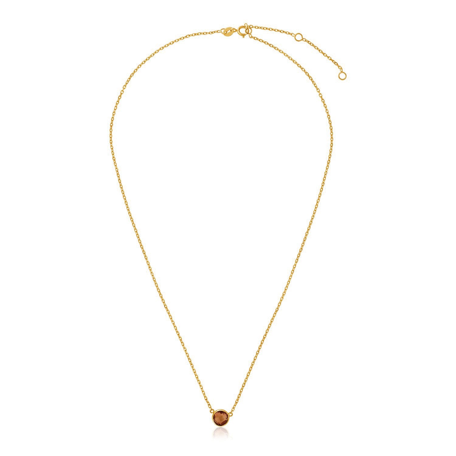 14k Yellow Gold 17 inch Necklace with Round Citrine - 17" - Apparel & Accessories