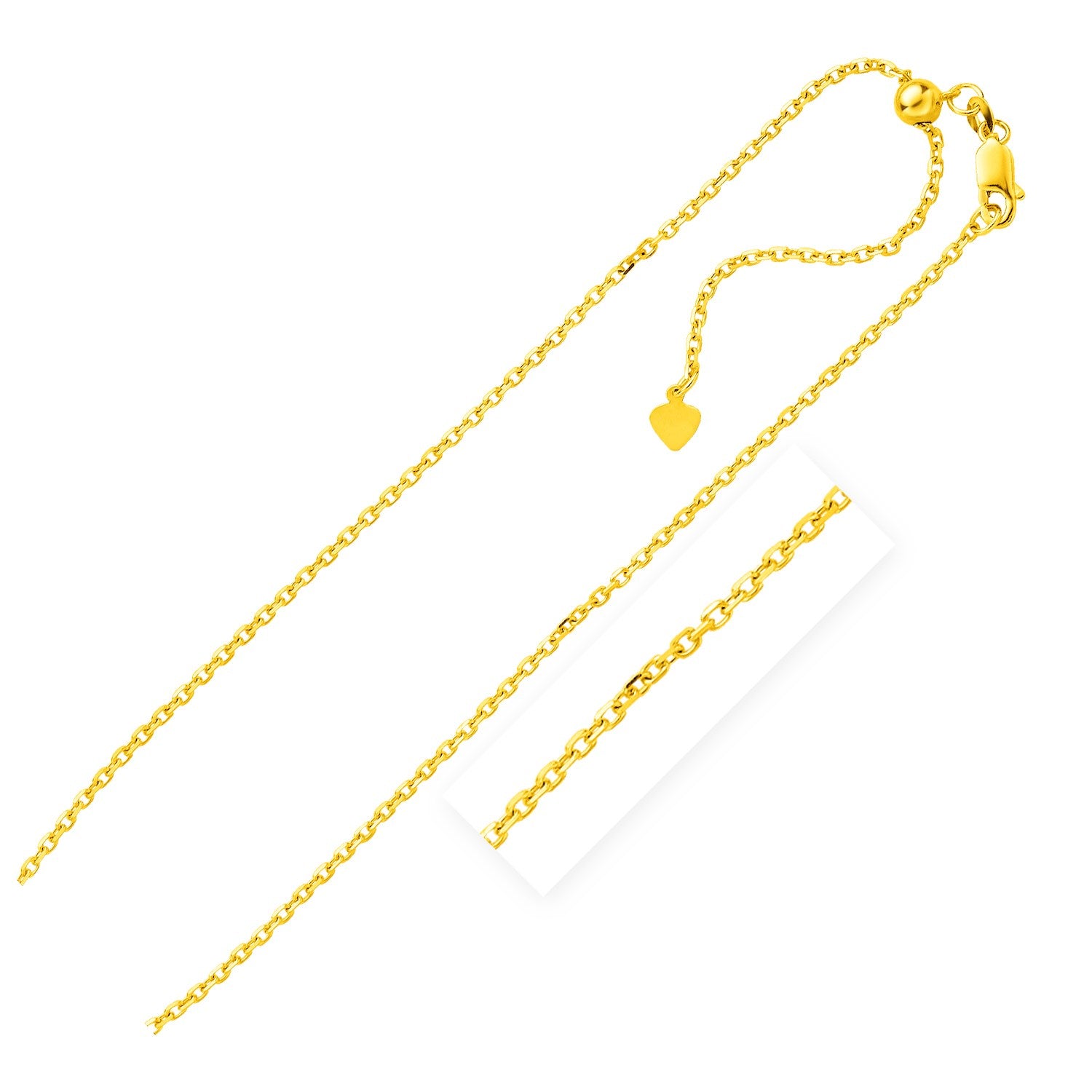 Sterling Silver Yellow Finish 1.5mm Adjustable Cable Chain 22"