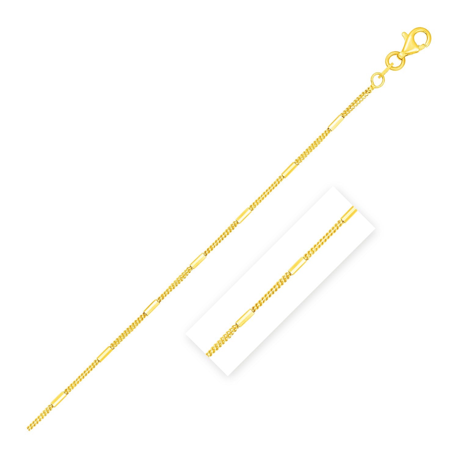 Diamond Cut Bar Links Pendant Chain in 14k Yellow Gold (1.3mm) - 16" - Jewelry
