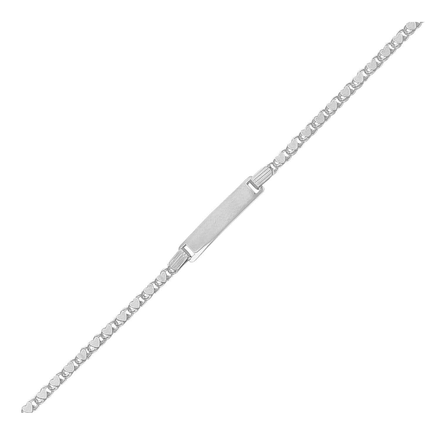 14k White Gold Childrens Heart Link ID Bracelet - 6" - Apparel & Accessories