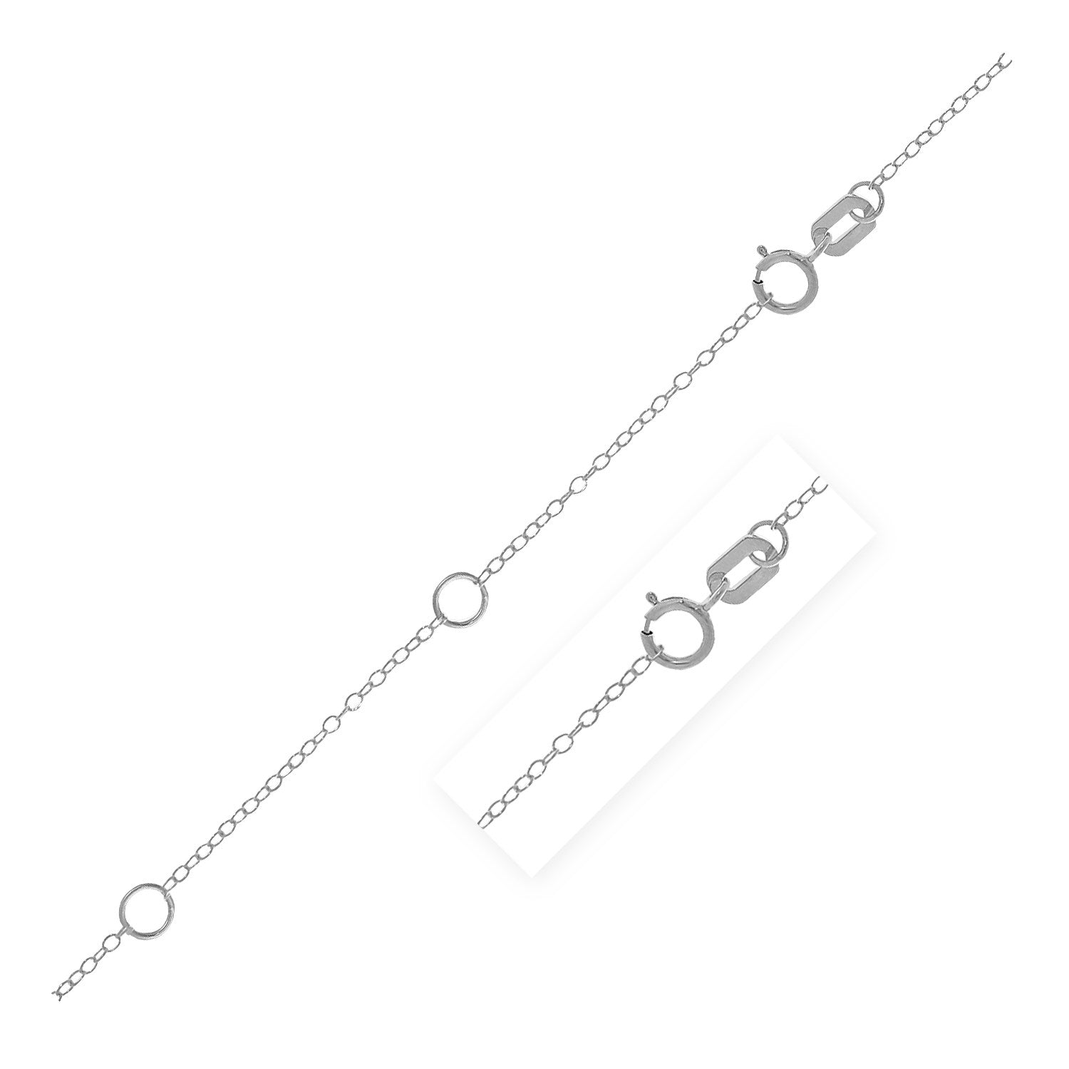 Double Extendable Piatto Chain in 14k White Gold (1.2mm) - 18" - Apparel & Accessories