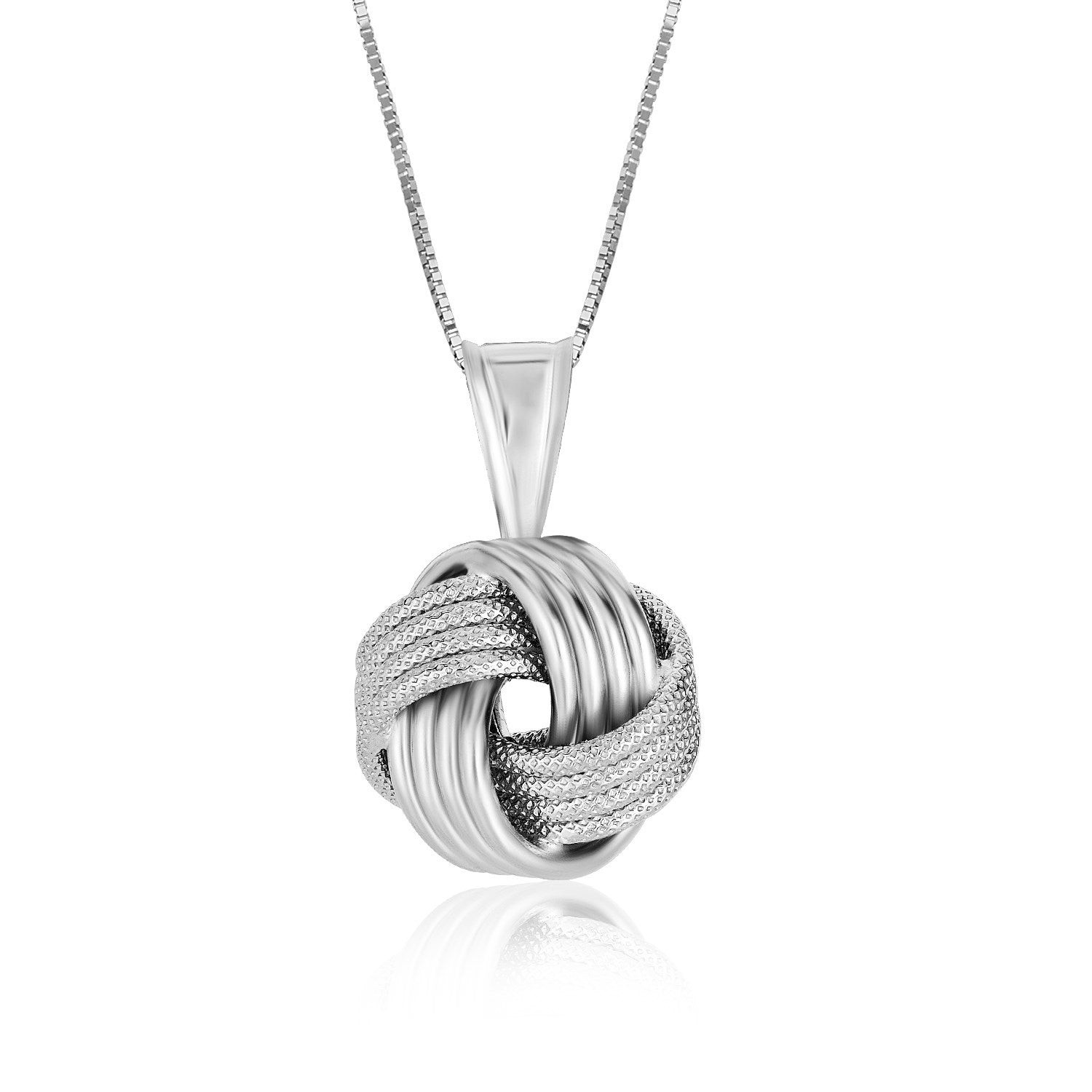 Sterling Silver Pendant with a Ridge Textured Love Knot Design - 18 - Apparel & Accessories