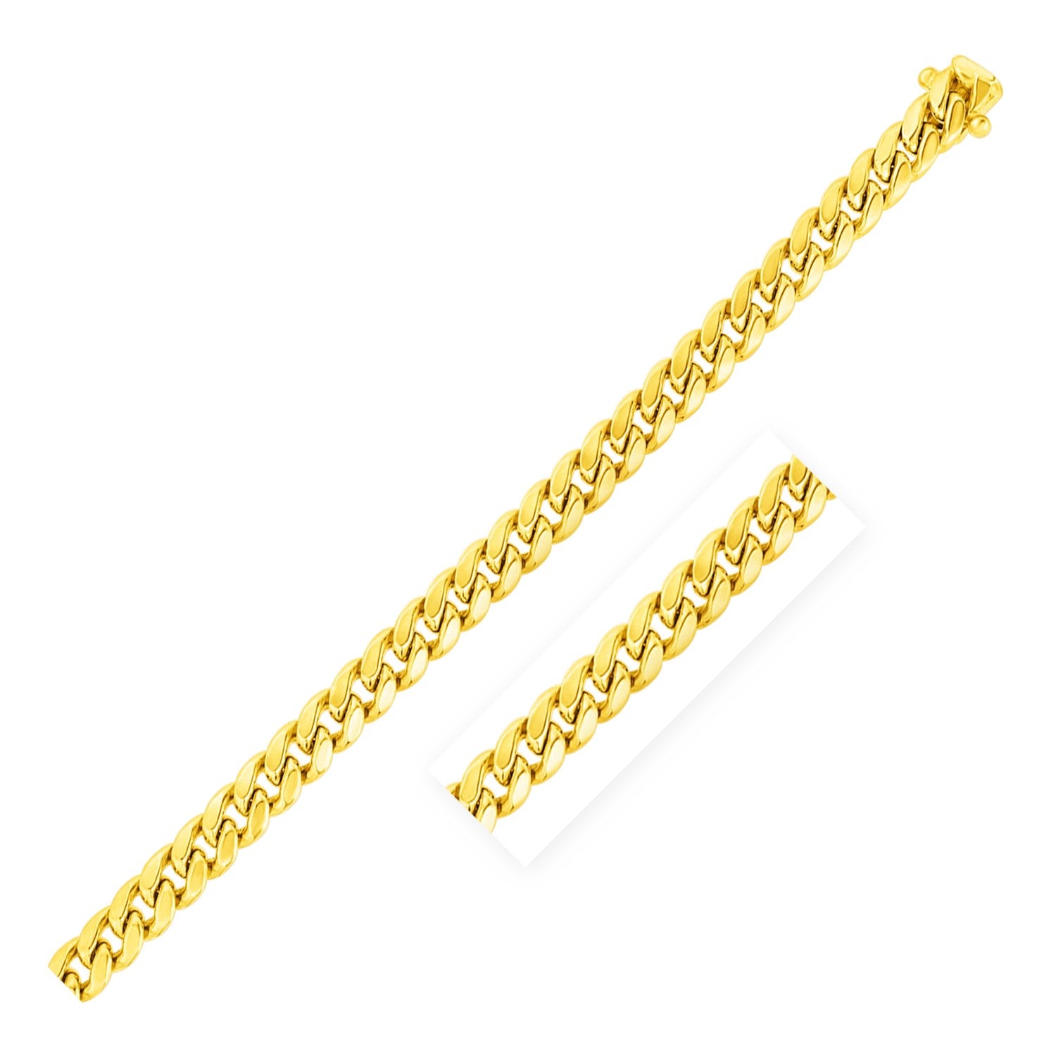 6.9mm 14k Yellow Gold Semi Solid Miami Cuban Bracelet - 8.5" - Apparel & Accessories