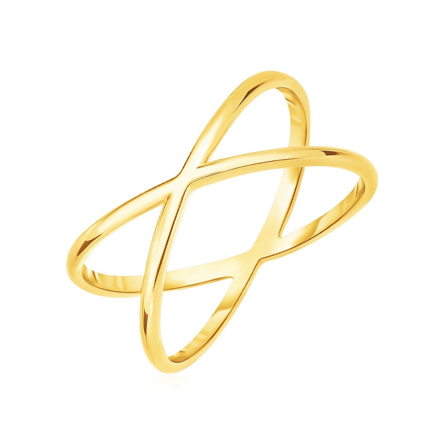 14k Yellow Gold Polished X Profile Ring - 7 - Apparel & Accessories