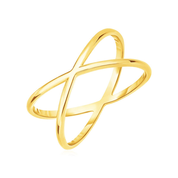 14k Yellow Gold Polished X Profile Ring - 7 - Apparel & Accessories