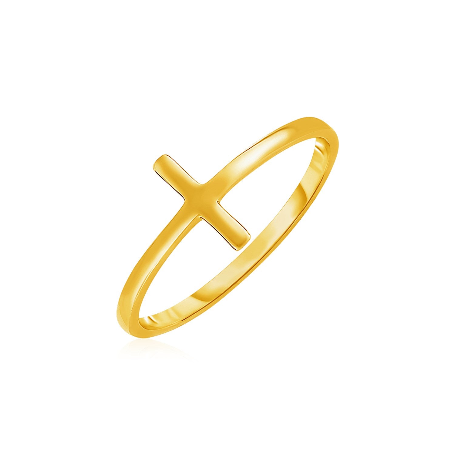 14k Yellow Gold Cross Motif Ring 7