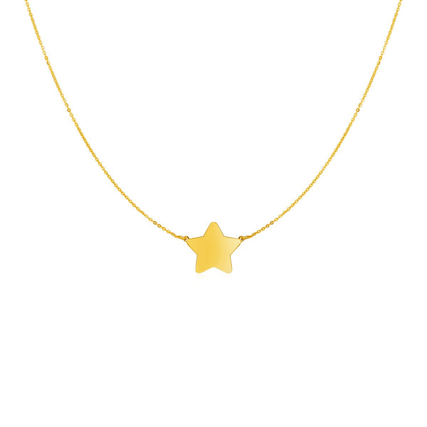 14k Yellow Gold Necklace with Five Pointed Star - 18" - Apparel & Accessories