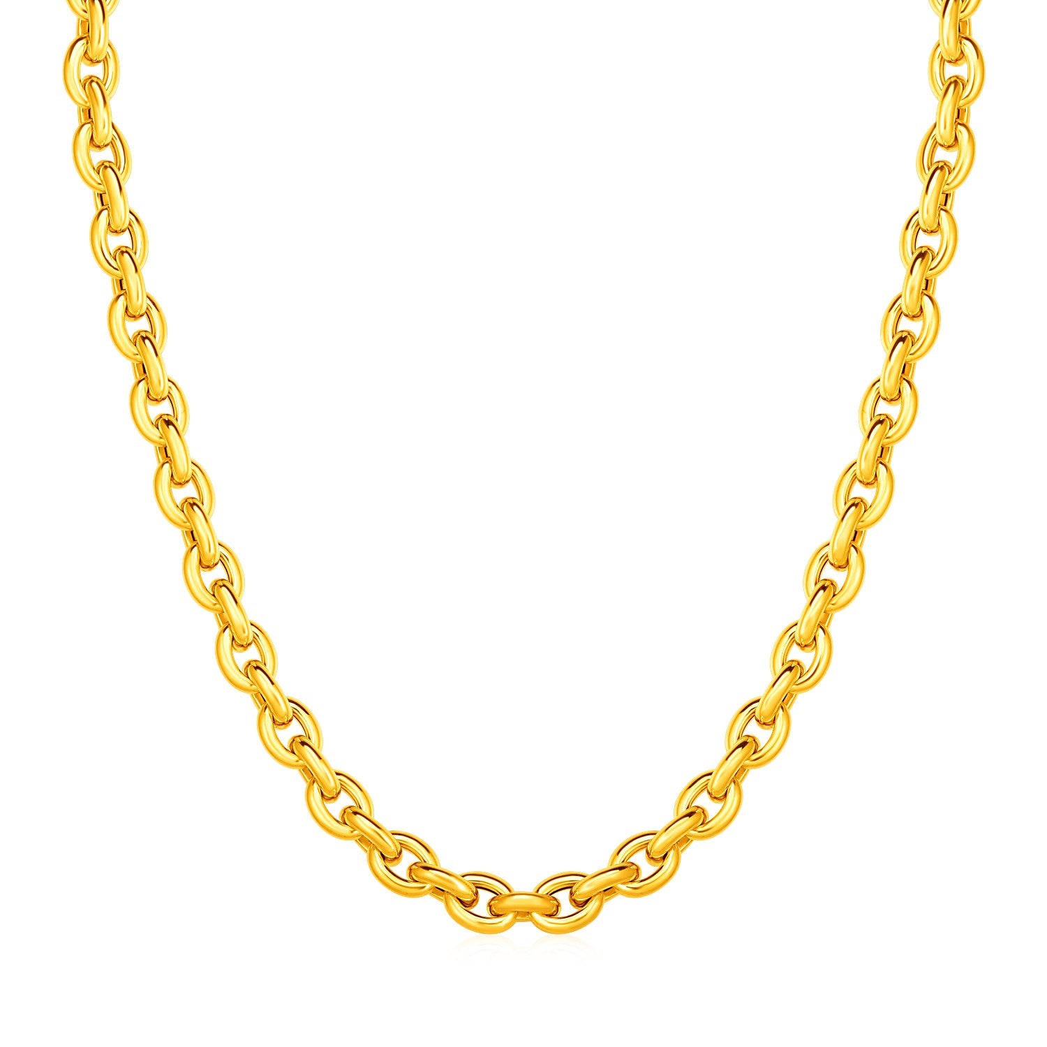 14k Yellow Gold Polished Oval Link Necklace - 18" - Apparel & Accessories