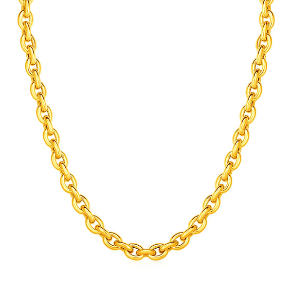 14k Yellow Gold Polished Oval Link Necklace - 18" - Apparel & Accessories